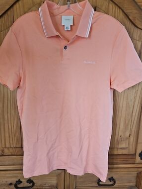 Calvin Klein Peach Polo with White Contrast Trim